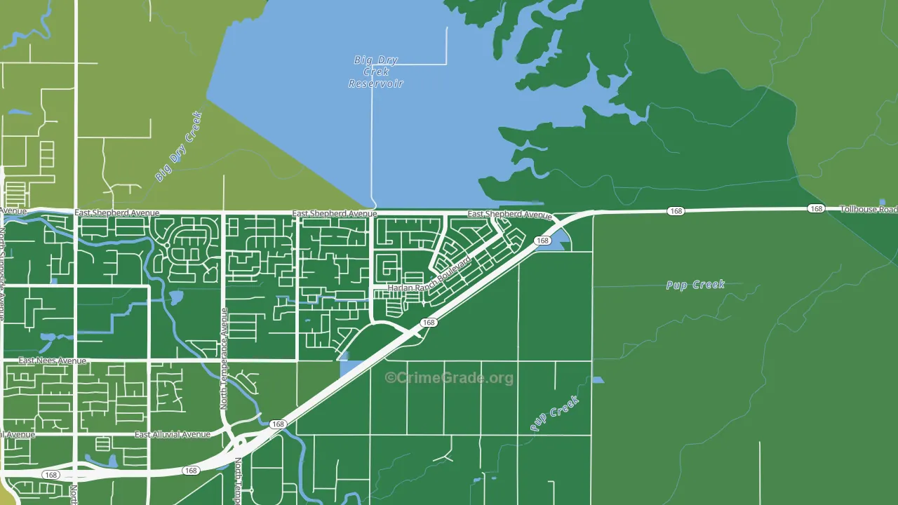 Harlan Ranch, Clovis, CA Map of Vehicle Theft Rates