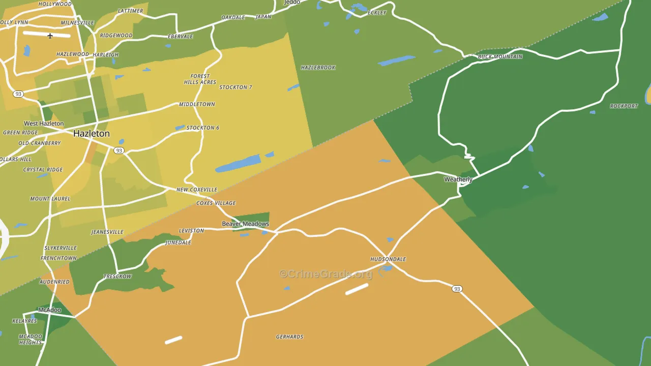 Harleigh, PA Map of Vehicle Theft Rates