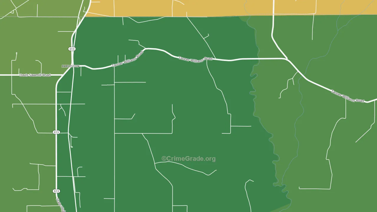 Harleston, MS Map of Vehicle Theft Rates