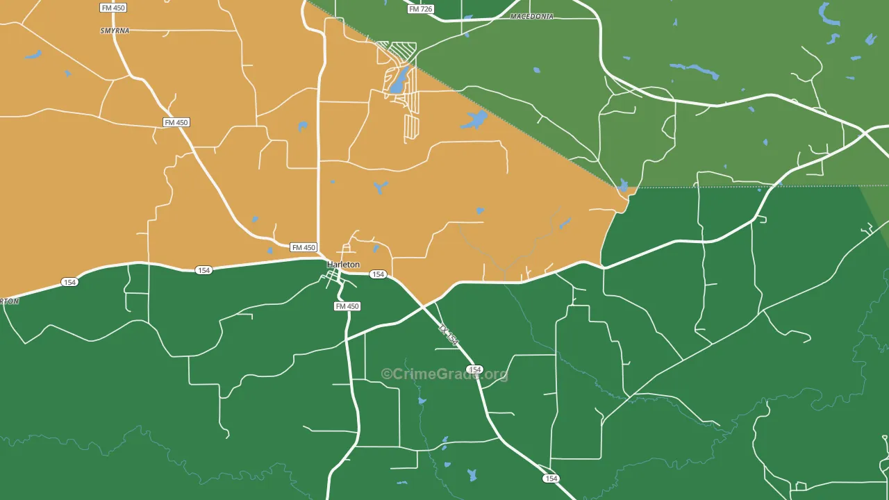 Harleton, TX Map of Vehicle Theft Rates