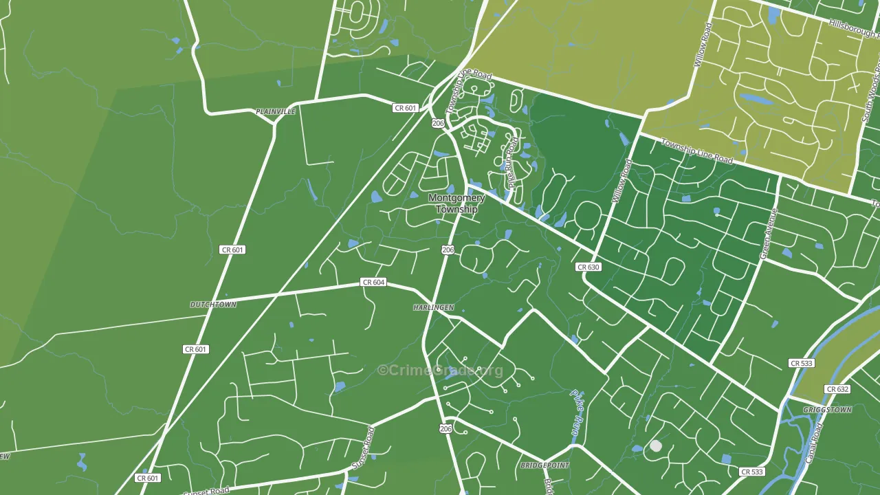 Harlingen, NJ Map of Vehicle Theft Rates