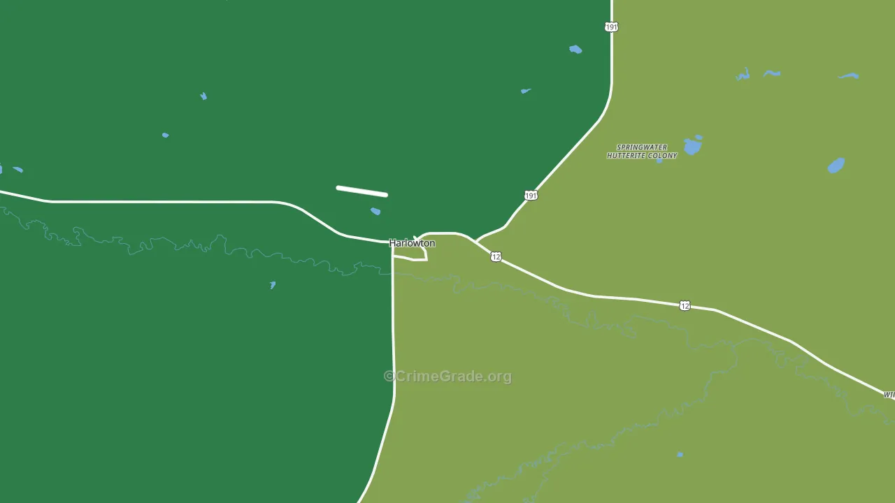 Harlowton, MT Map of Vehicle Theft Rates
