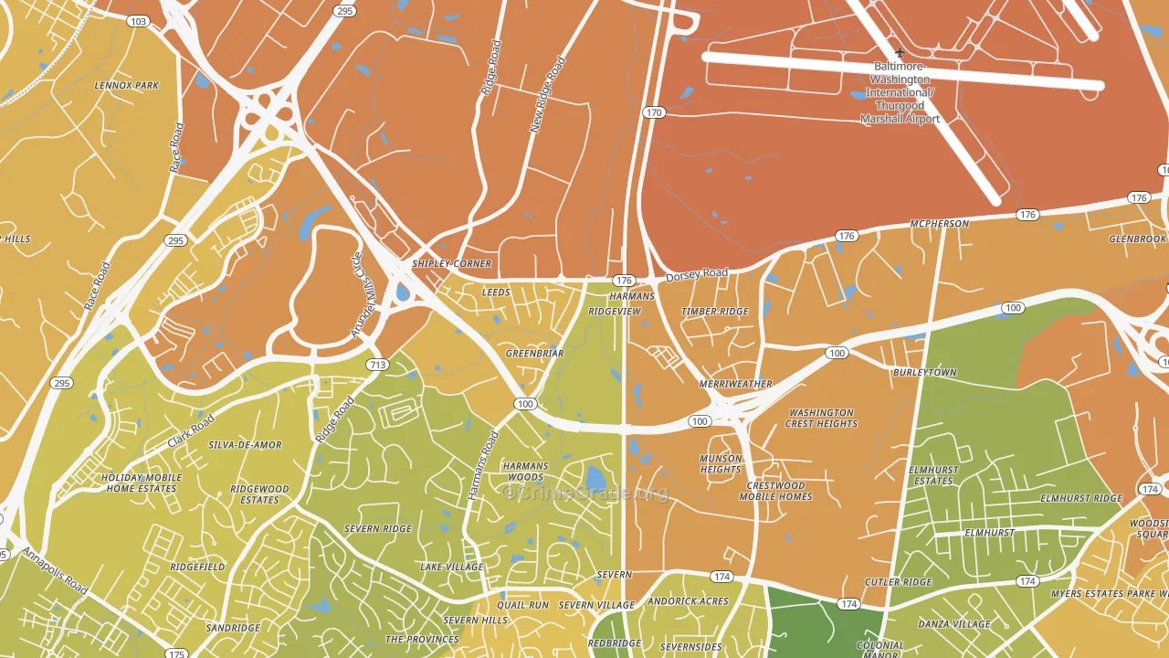 Harmans, MD Map of Vehicle Theft Rates