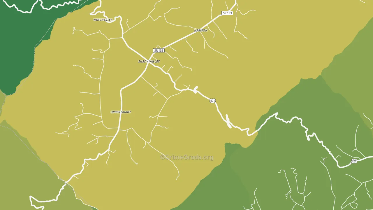 Harmon, TN Map of Vehicle Theft Rates
