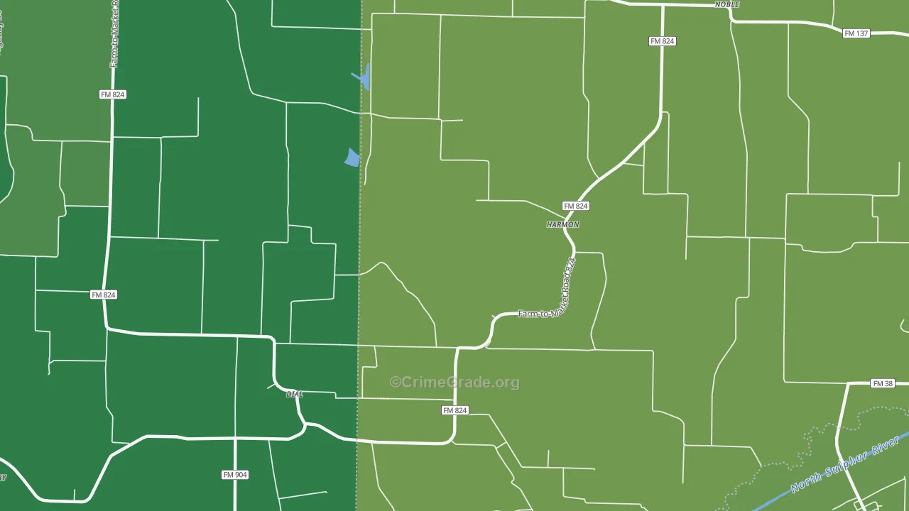 Harmon, TX Map of Vehicle Theft Rates