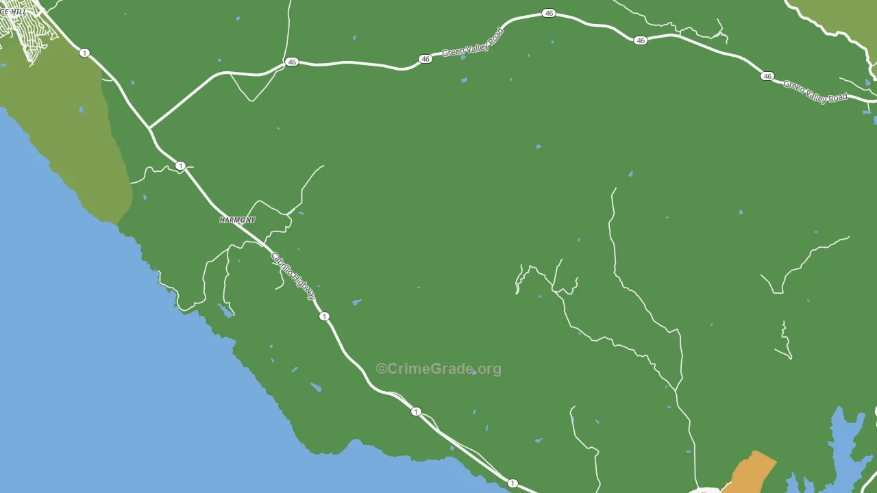 Harmony, CA Map of Vehicle Theft Rates