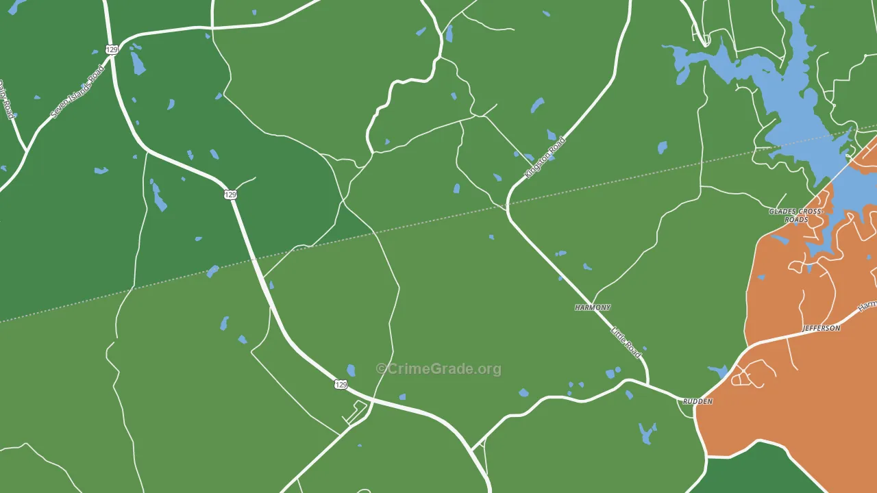 Harmony, GA Map of Vehicle Theft Rates