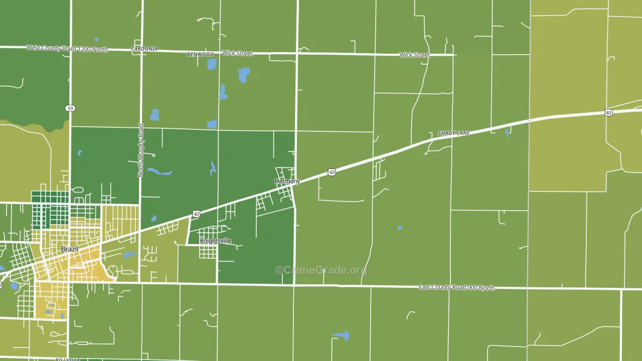 Harmony, IN Map of Vehicle Theft Rates