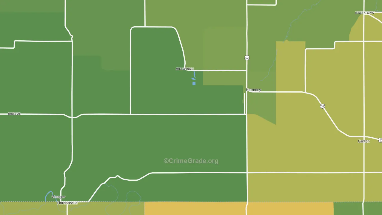 Harmony, MN Map of Vehicle Theft Rates