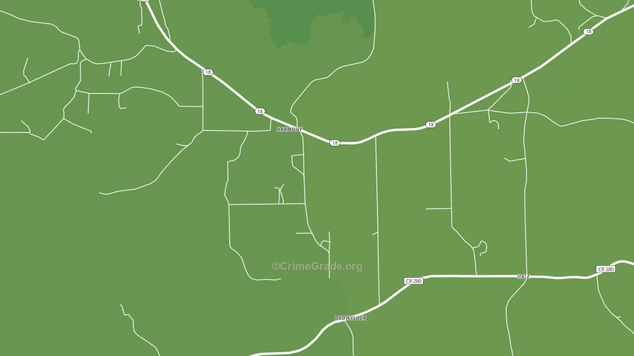 Harmony, MS Map of Vehicle Theft Rates