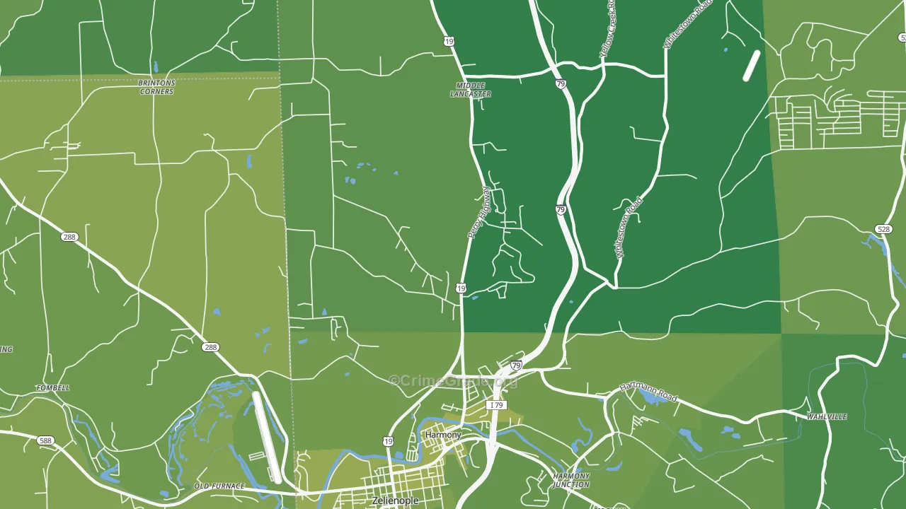 Harmony, PA Map of Vehicle Theft Rates