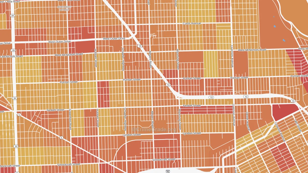 Harmony Village, Detroit, MI Map of Vehicle Theft Rates