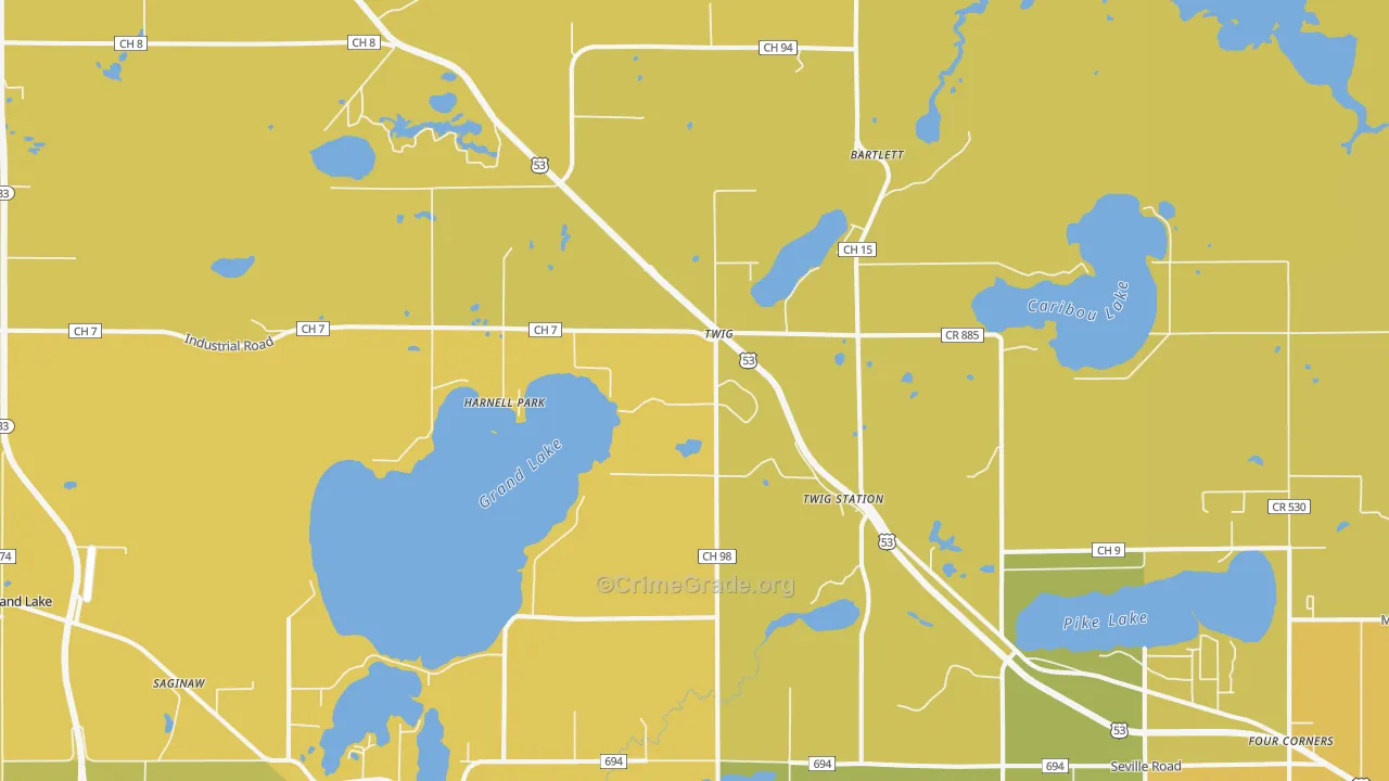 Harnell Park, MN Map of Vehicle Theft Rates