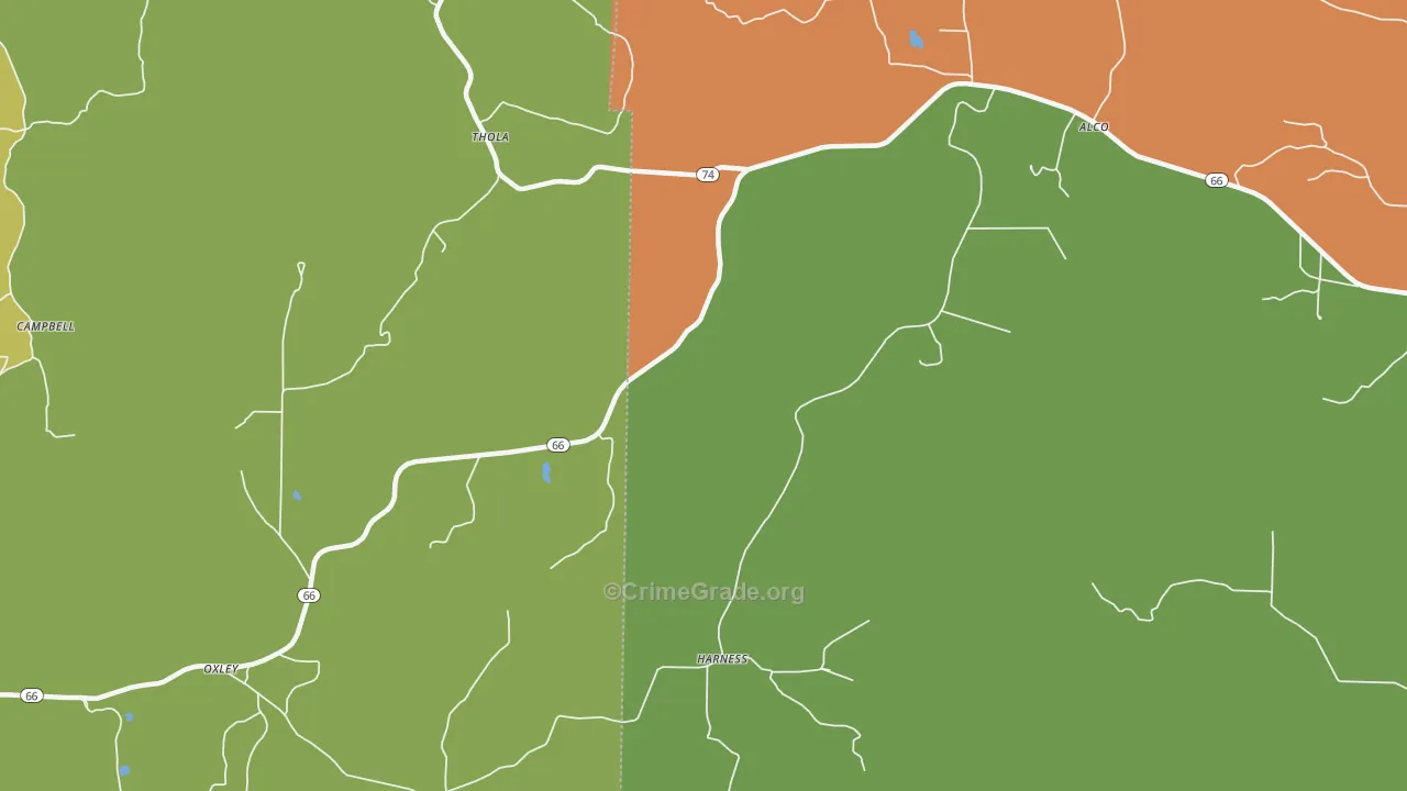 Harness, AR Map of Vehicle Theft Rates