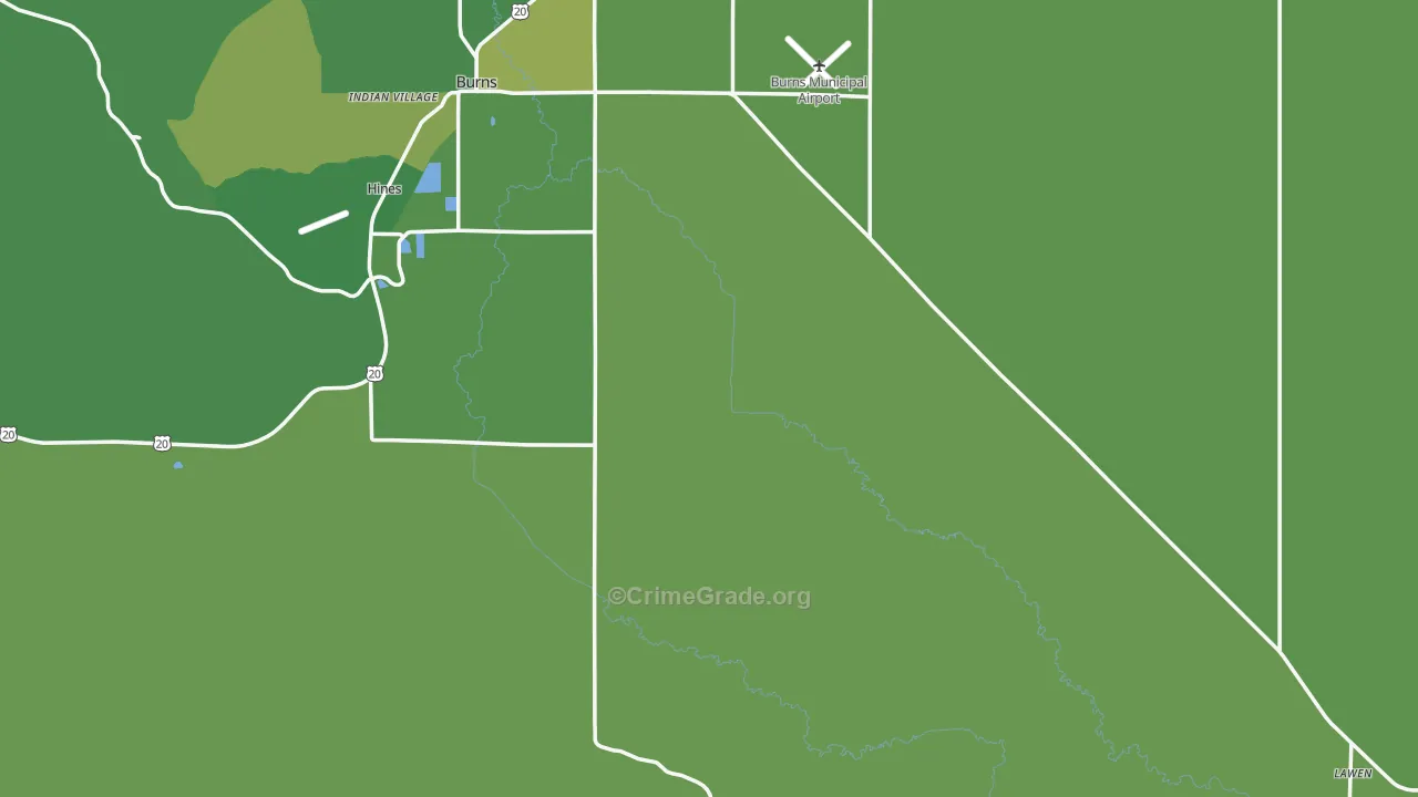 Harney County, OR Map of Vehicle Theft Rates