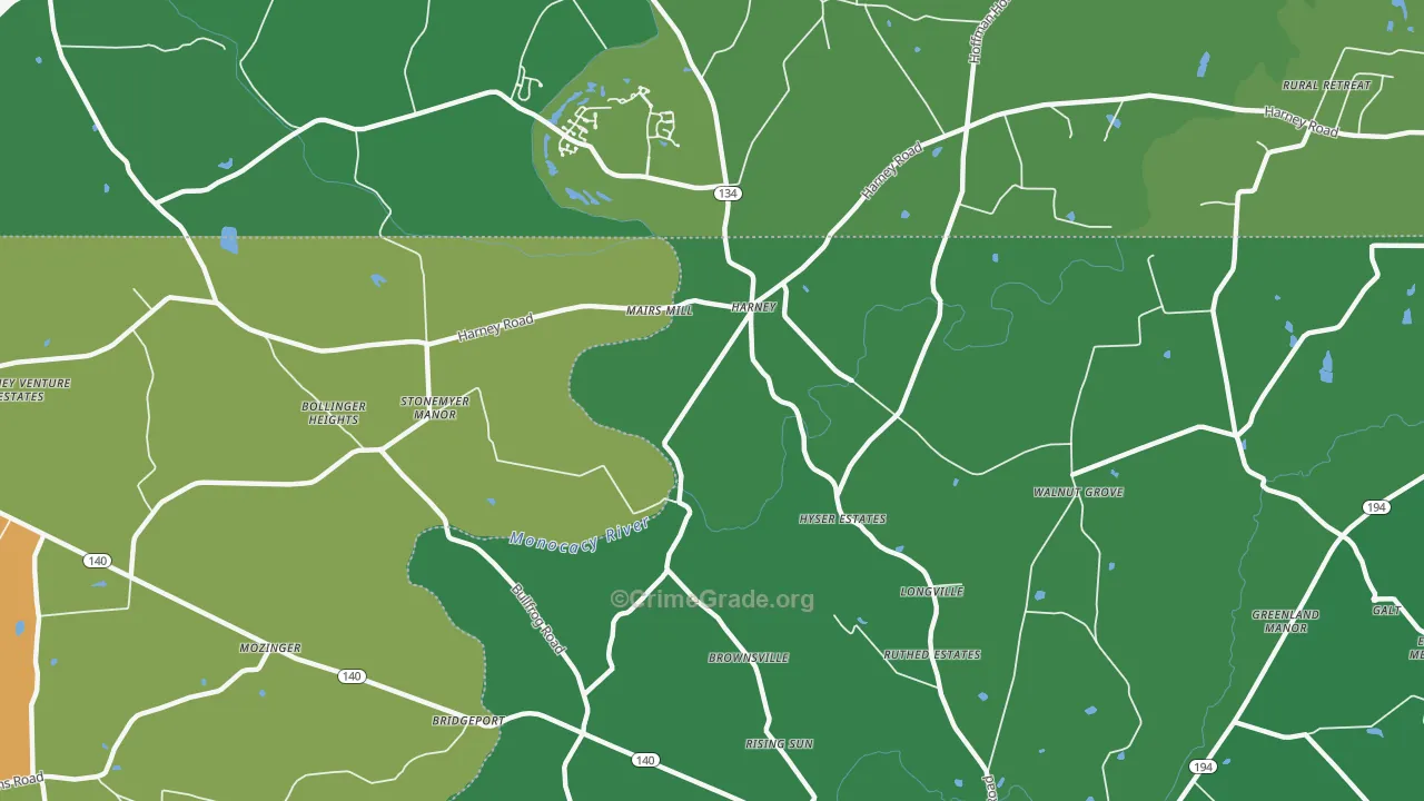 Harney, MD Map of Vehicle Theft Rates
