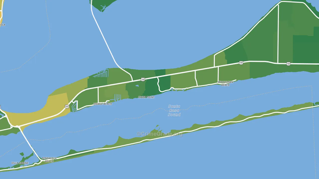 Harold, FL Map of Vehicle Theft Rates