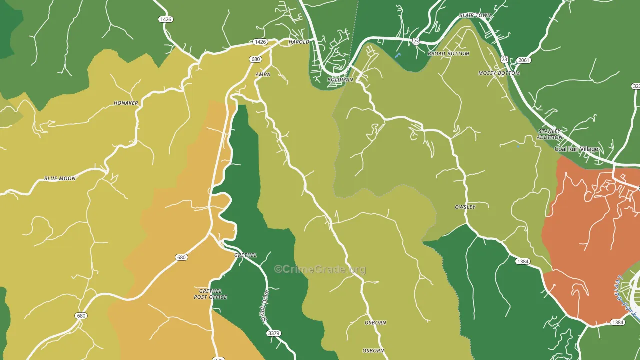 Harold, KY Map of Vehicle Theft Rates