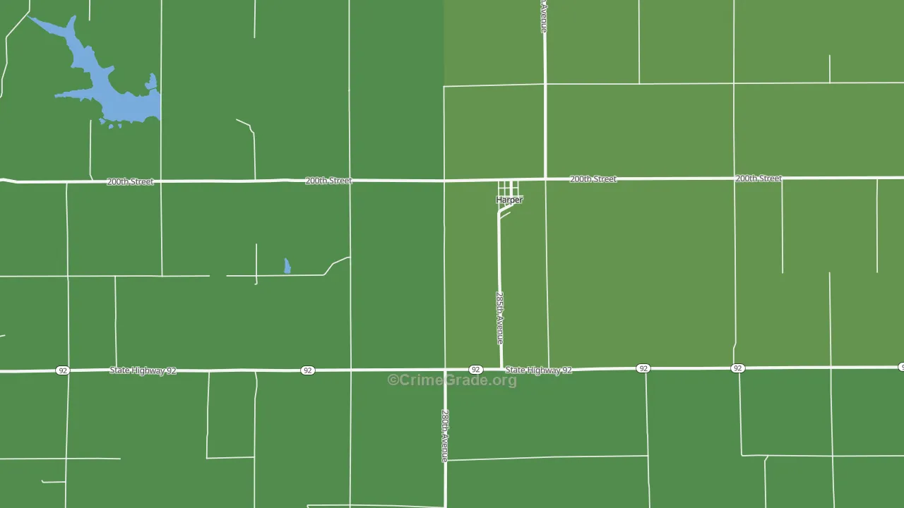 Harper, IA Map of Vehicle Theft Rates