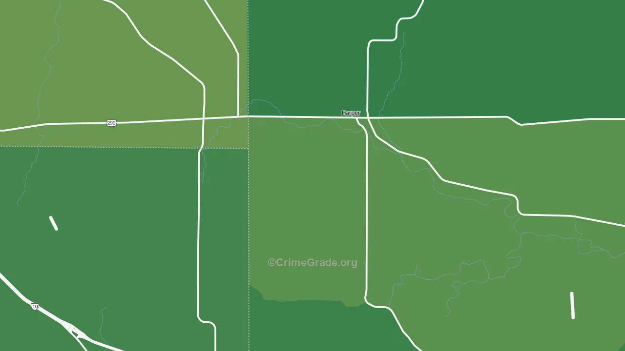Harper, TX Map of Vehicle Theft Rates