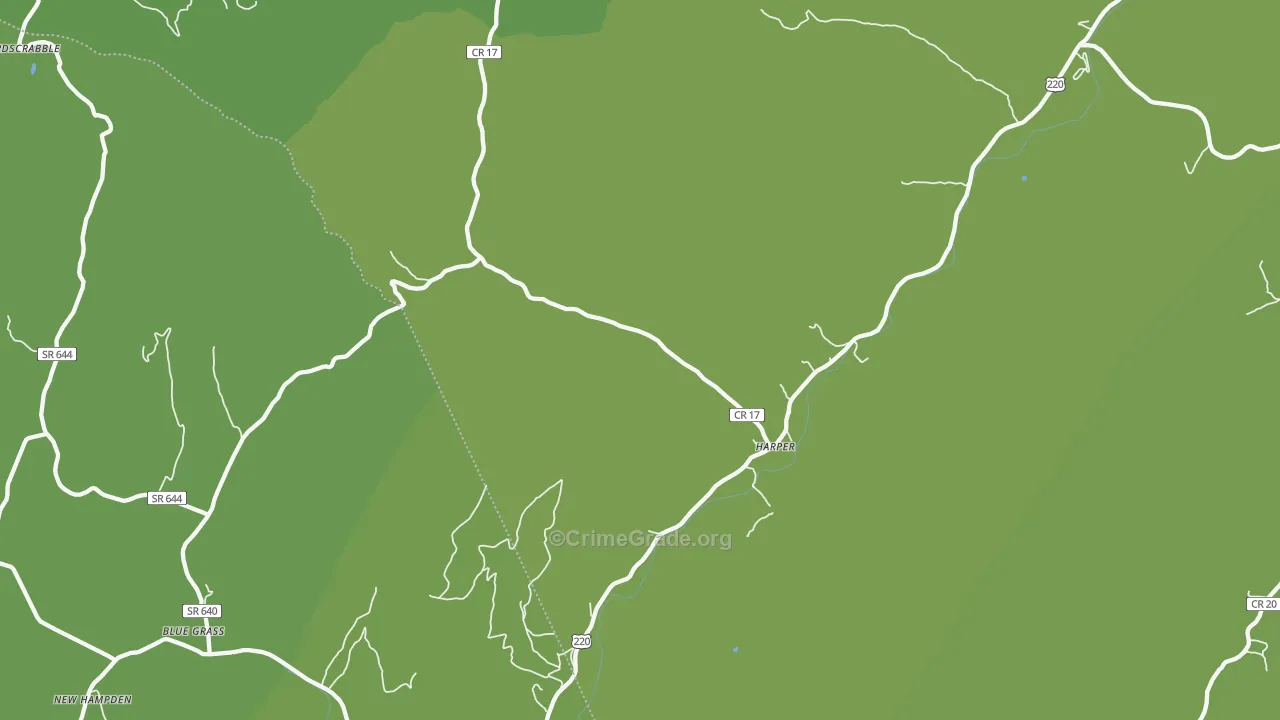 Harper, WV Map of Vehicle Theft Rates