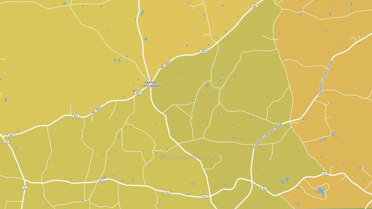 Harpers Crossroads, NC Map of Vehicle Theft Rates