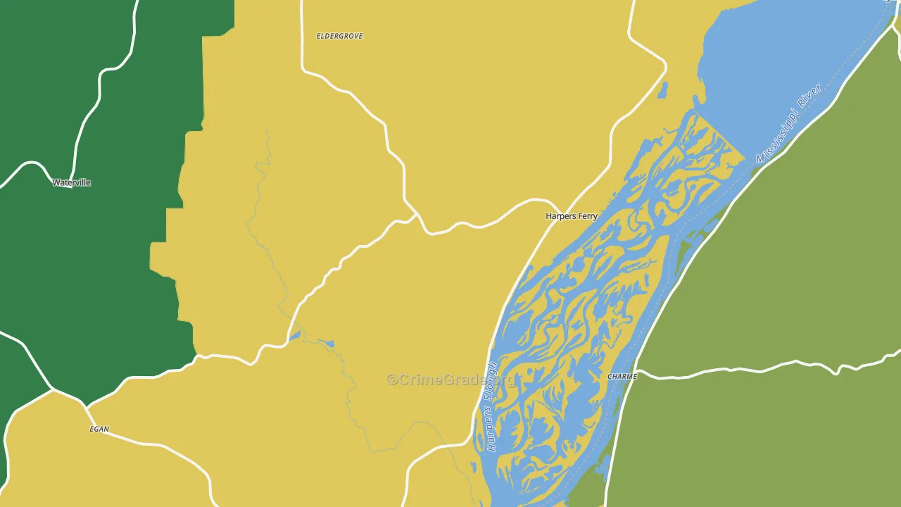 Harpers Ferry, IA Map of Vehicle Theft Rates