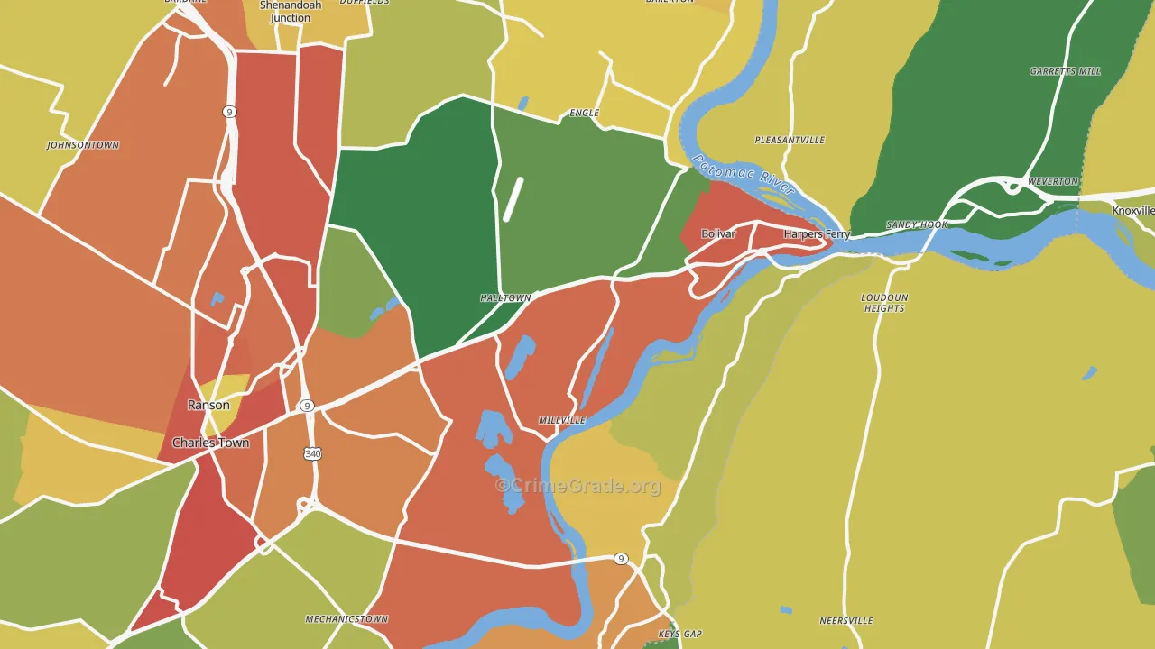 Harpers Ferry, WV Map of Vehicle Theft Rates