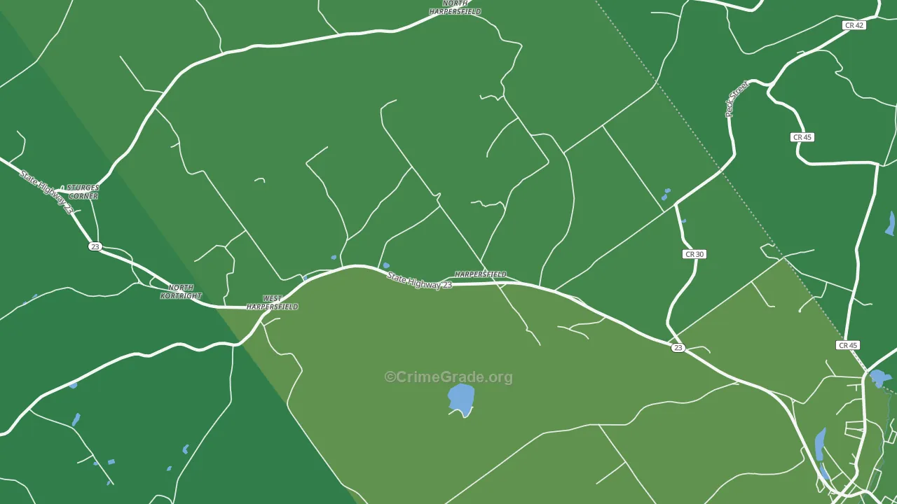 Harpersfield, NY Map of Vehicle Theft Rates