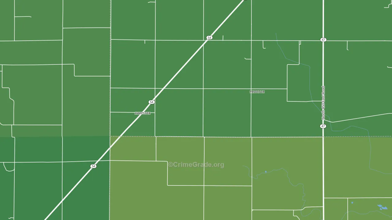Harpster, IL Map of Vehicle Theft Rates