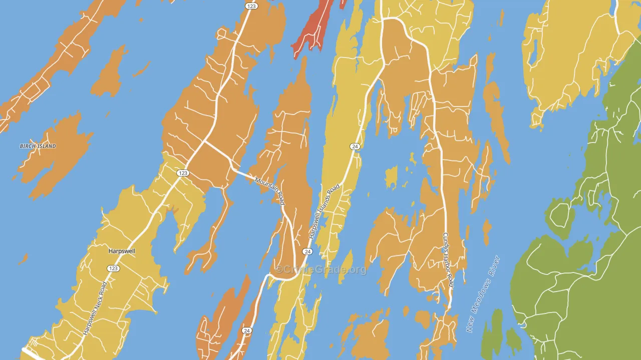 Harpswell, ME Map of Vehicle Theft Rates