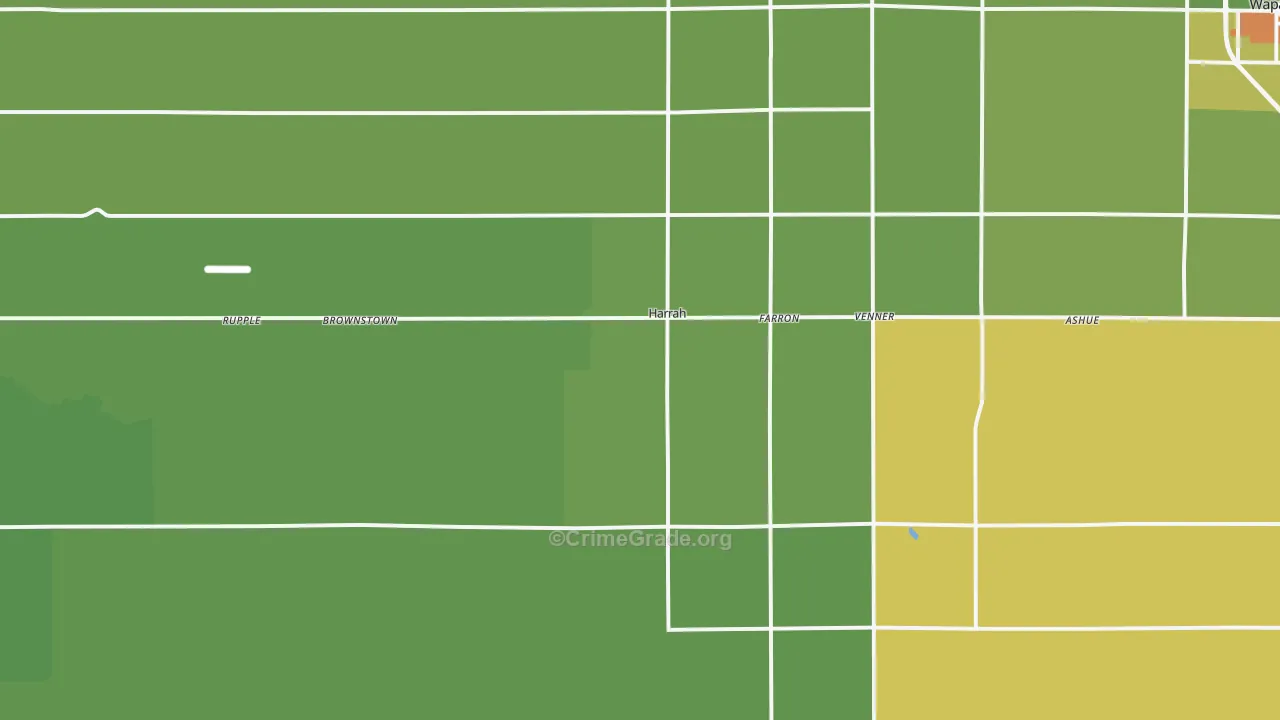 Harrah, WA Map of Vehicle Theft Rates