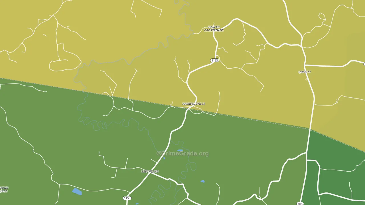 Harreldsville, KY Map of Vehicle Theft Rates