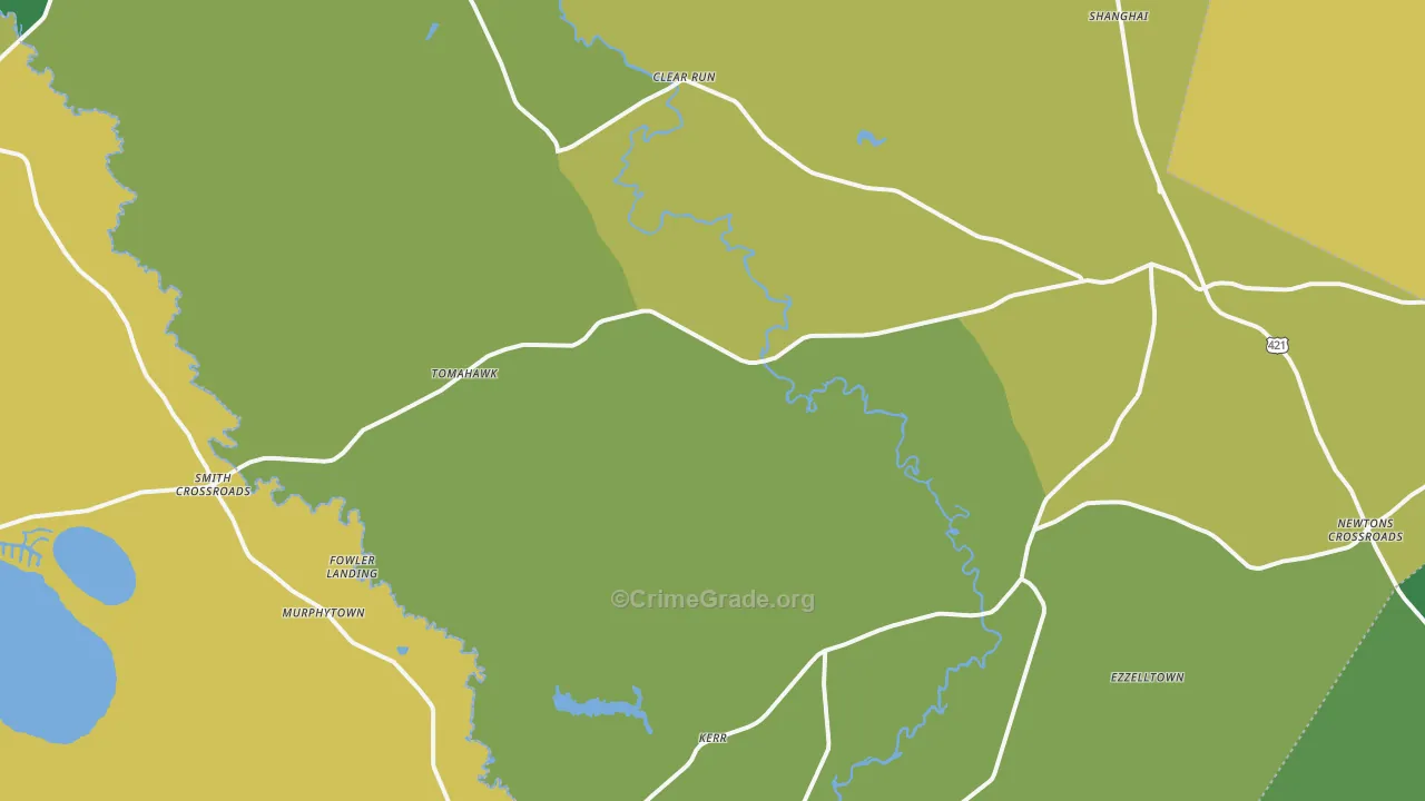 Harrells, NC Map of Vehicle Theft Rates