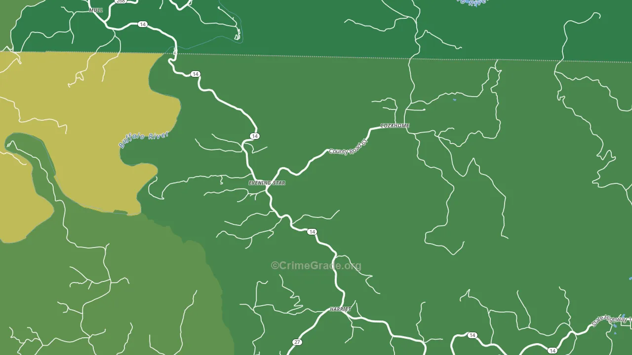 Harriet, AR Map of Vehicle Theft Rates