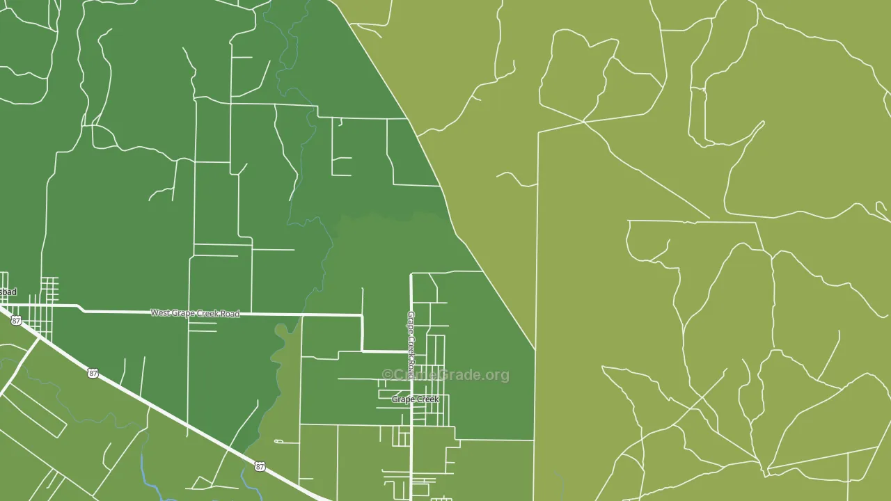 Harriet, TX Map of Vehicle Theft Rates
