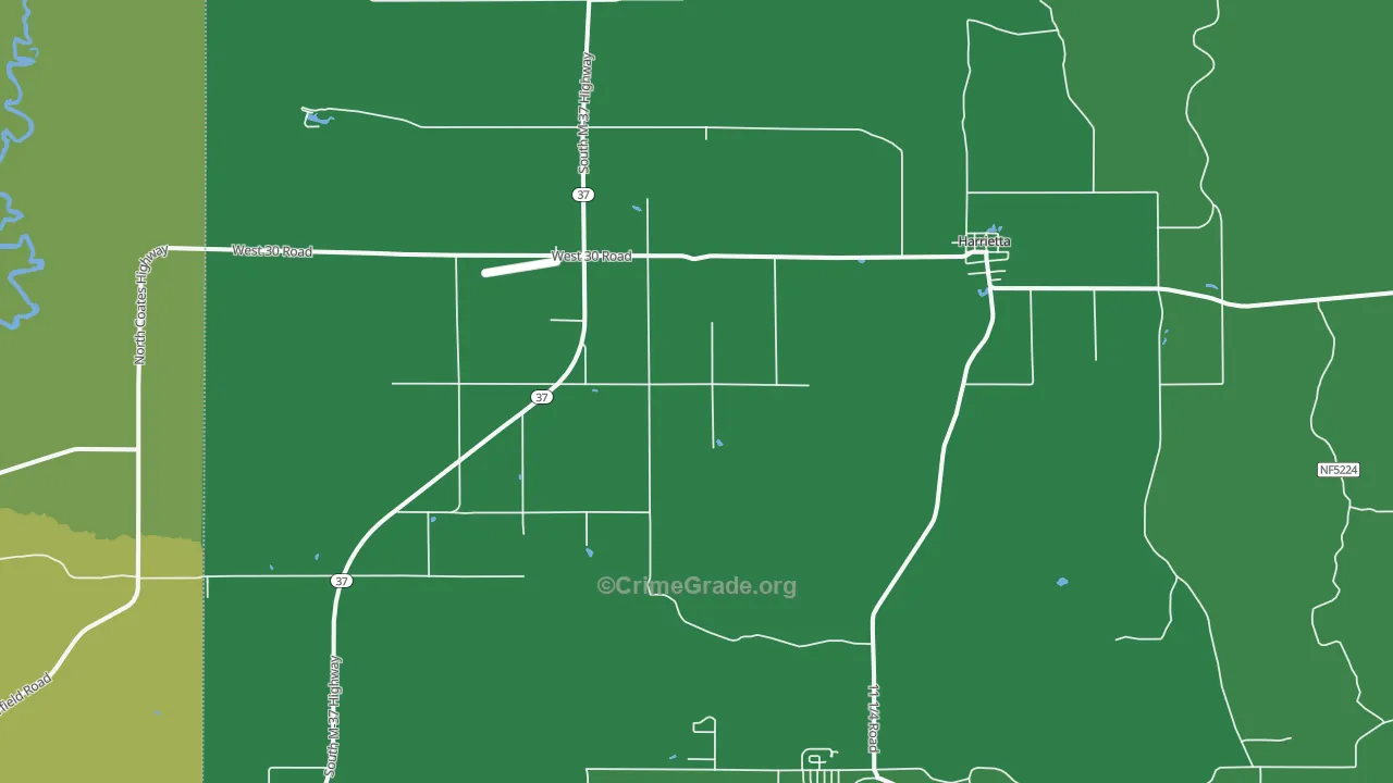 Harrietta, MI Map of Vehicle Theft Rates