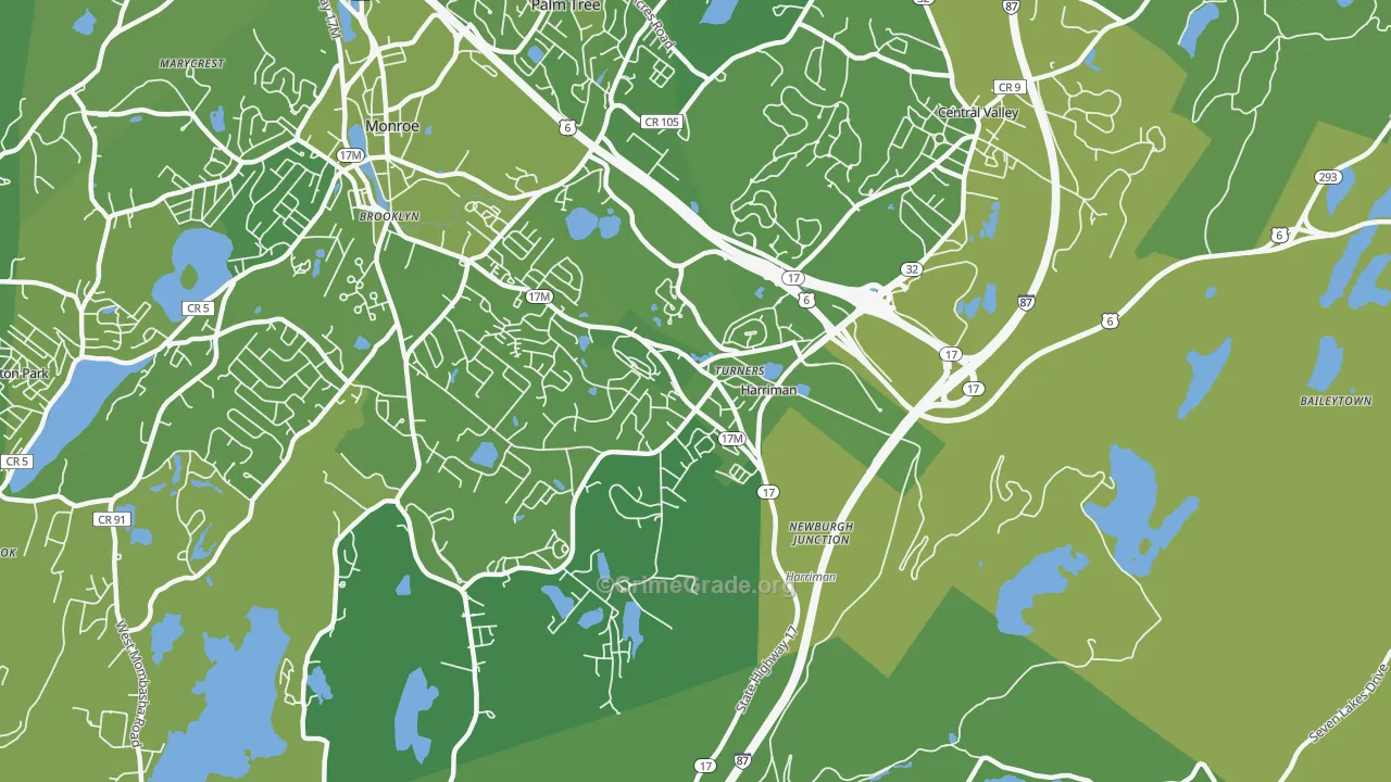 Harriman, NY Map of Vehicle Theft Rates