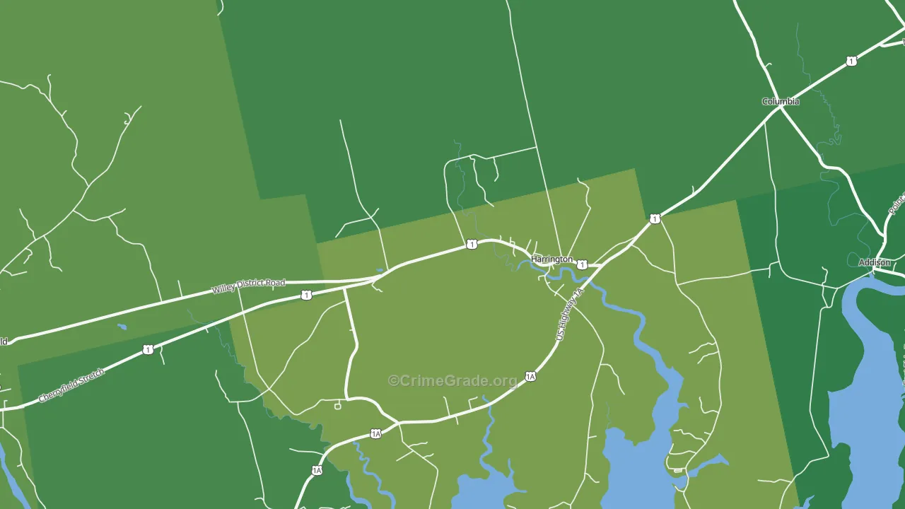 Harrington, ME Map of Vehicle Theft Rates