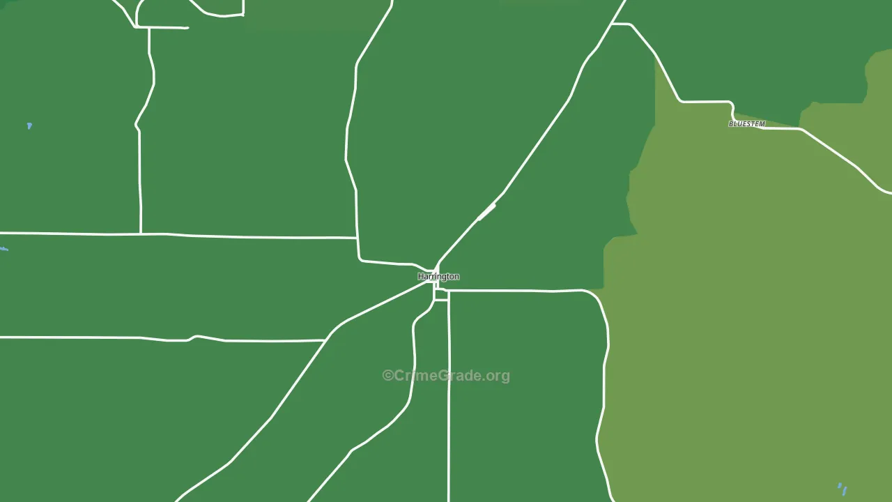 Harrington, WA Map of Vehicle Theft Rates