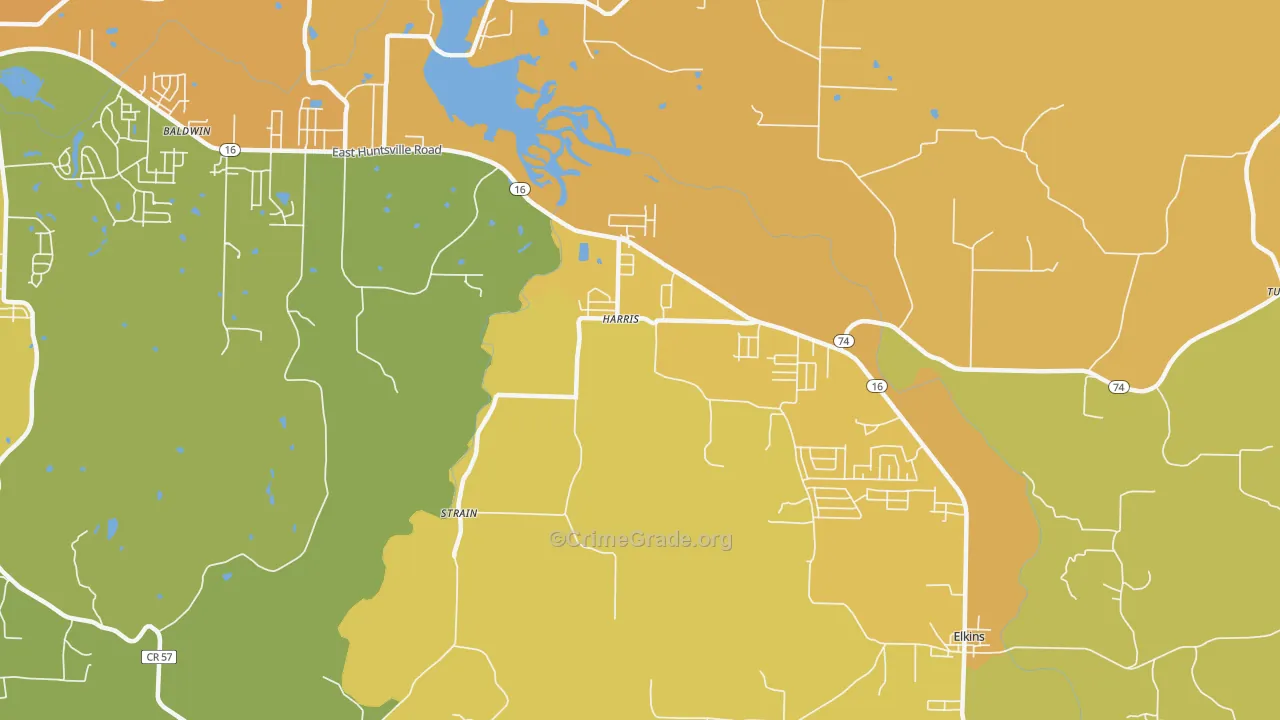 Harris, AR Map of Vehicle Theft Rates