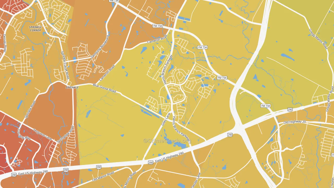 Harris Branch, Austin, TX Map of Vehicle Theft Rates