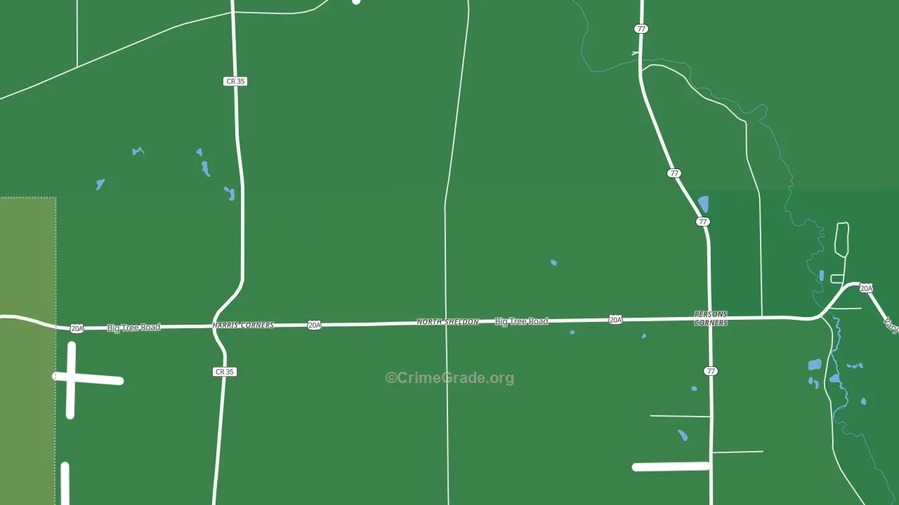 Harris Corners, NY Map of Vehicle Theft Rates