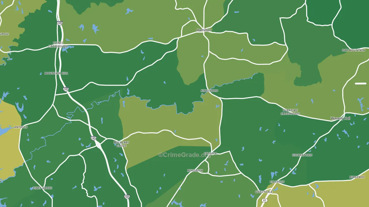 Harris County, GA Map of Vehicle Theft Rates