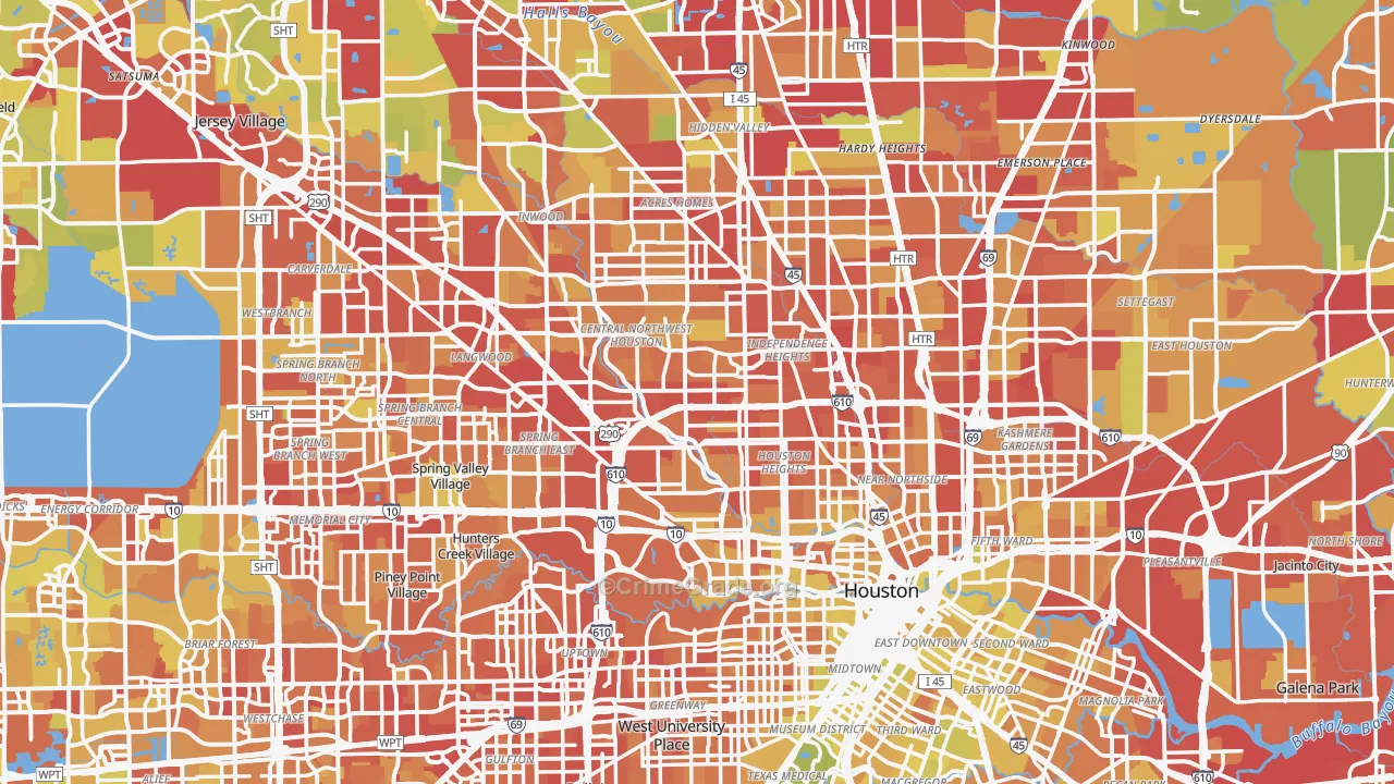 Harris County, TX Map of Vehicle Theft Rates