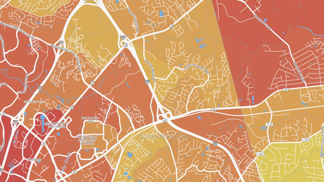 Harris-Houston, Charlotte, NC Map of Vehicle Theft Rates