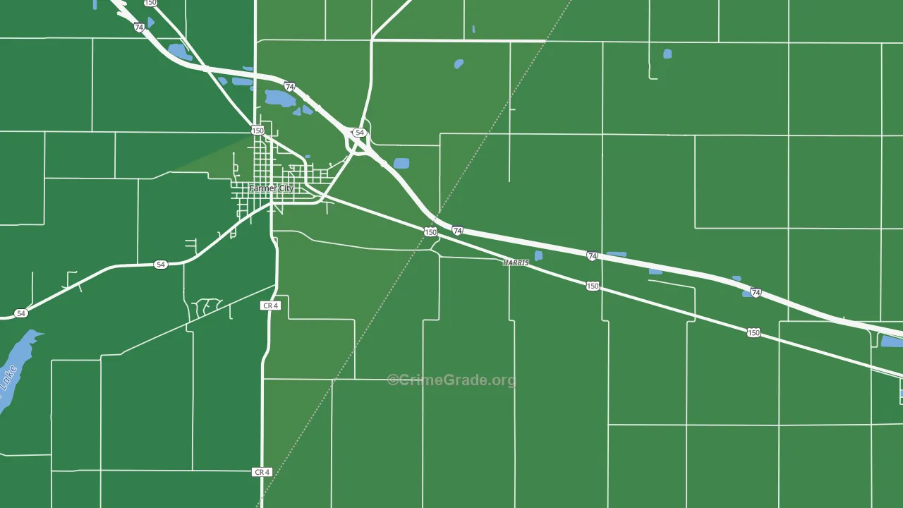Harris, IL Map of Vehicle Theft Rates