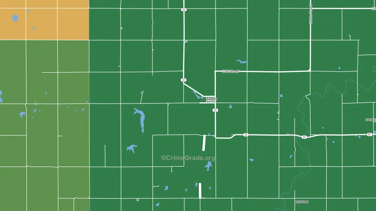 Harris, KS Map of Vehicle Theft Rates