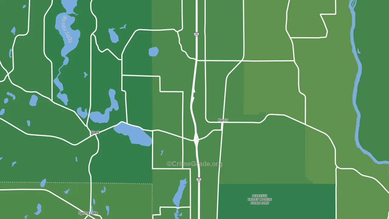 Harris, MN Map of Vehicle Theft Rates