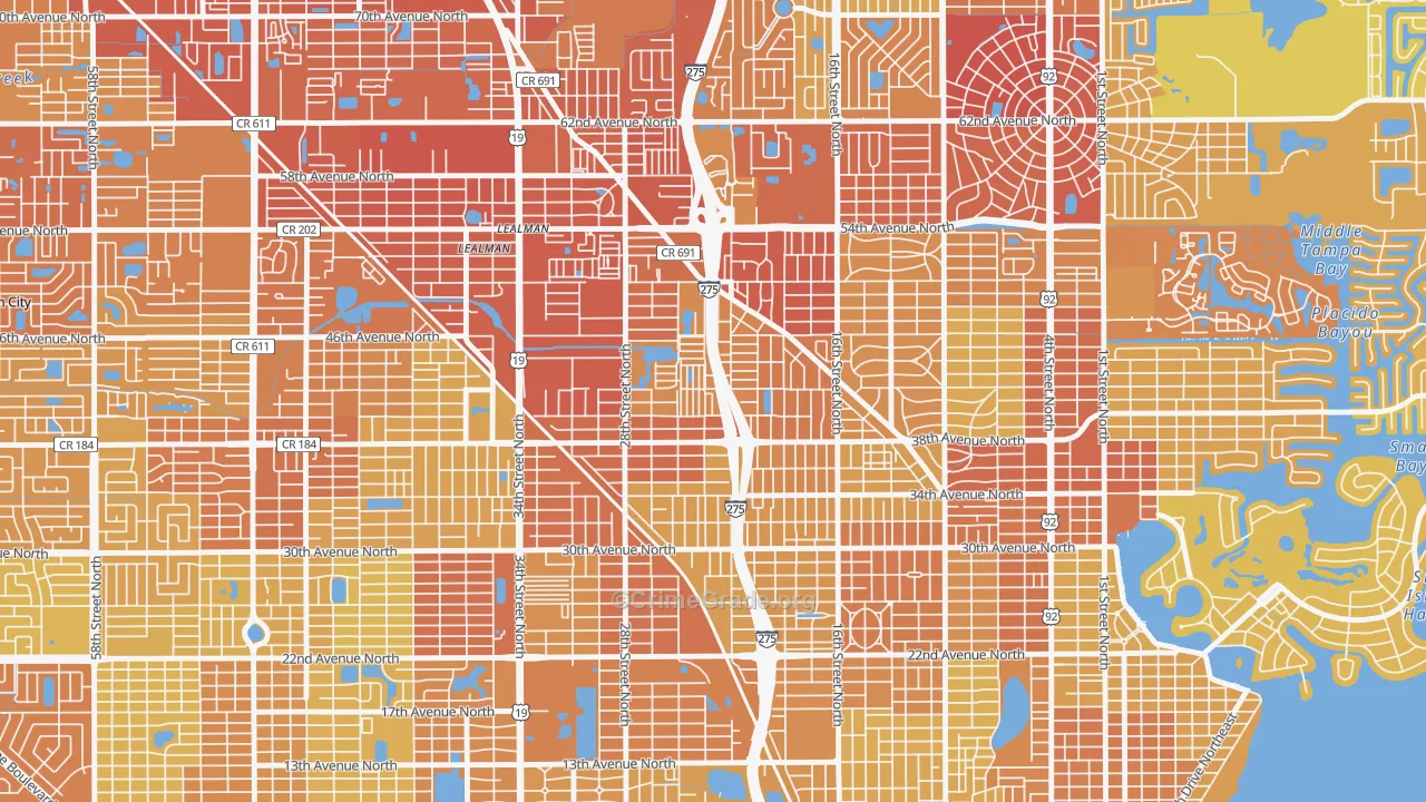 Harris Park, St. Petersburg, FL Map of Vehicle Theft Rates
